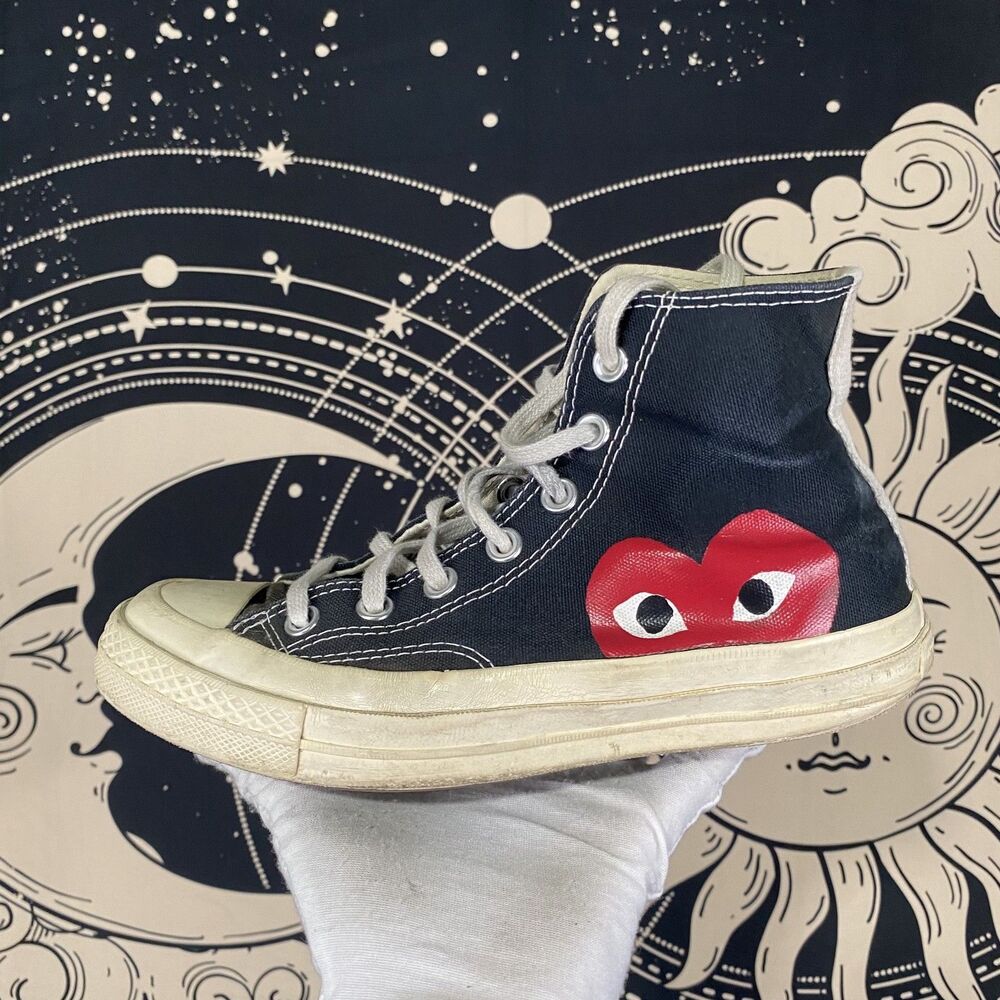 CDG Converse Womens 7 High Top Black Streetwear Y2K Casual Preppy - Picture 4 of 6
